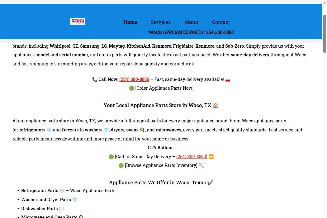 Appliance Parts Waco TX cover