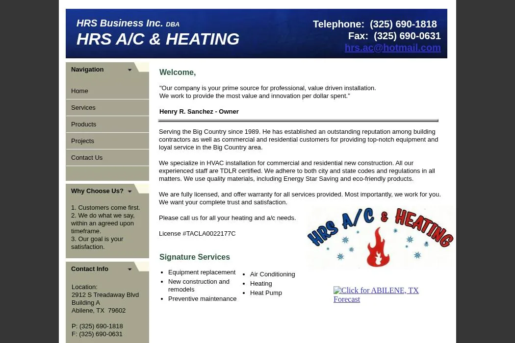 HRS A/C & Heating cover