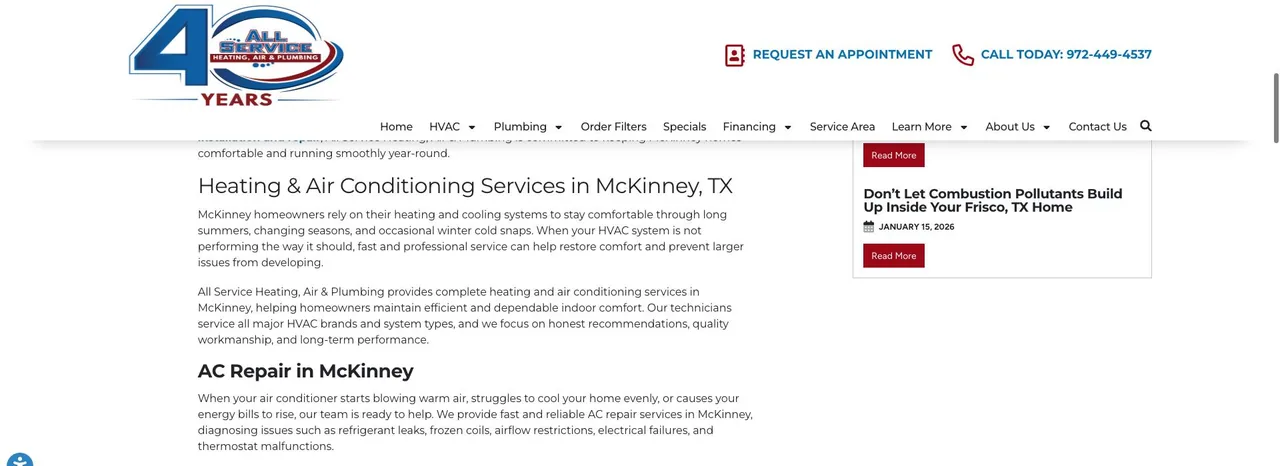All Service Heating, Air & Plumbing cover