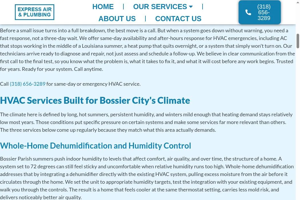 Bossier City HVAC Company cover