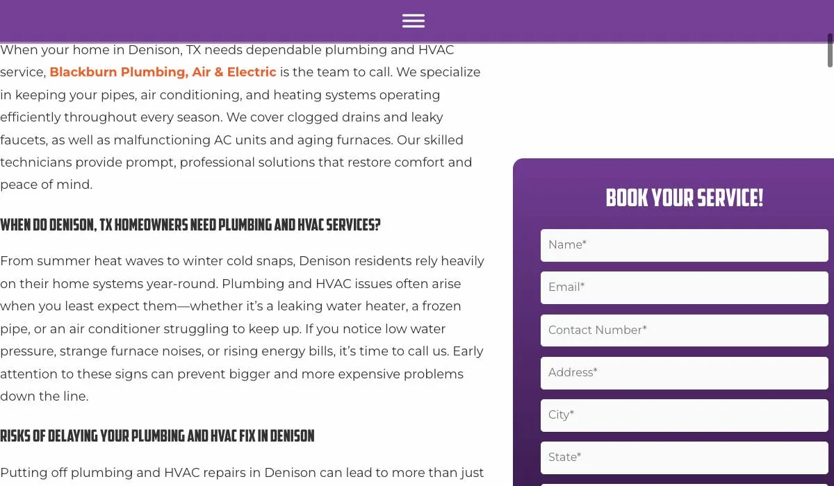 Blackburn Plumbing, Air & Electric cover
