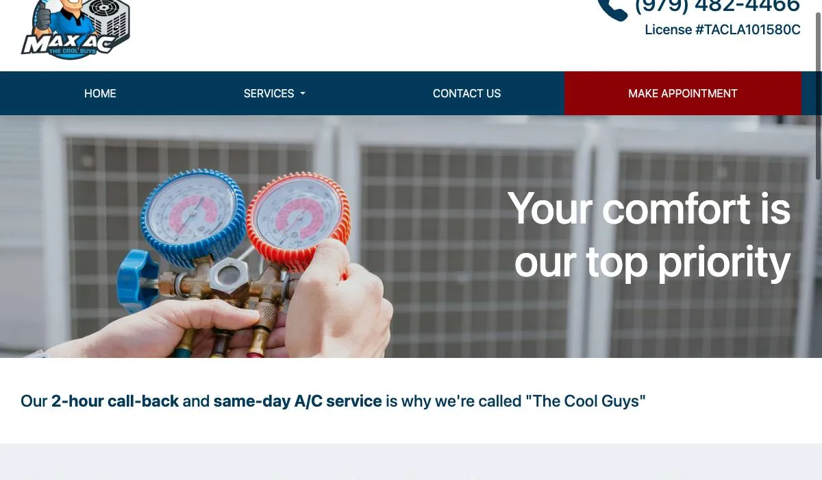 Max A/C & Services cover