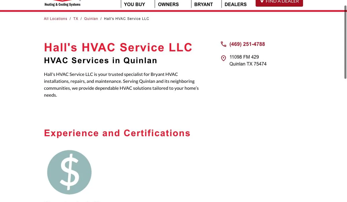 Hall's HVAC Service LLC cover