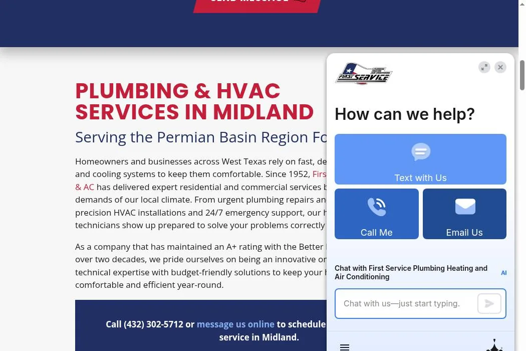 First Service Plumbing, Heating, & AC cover