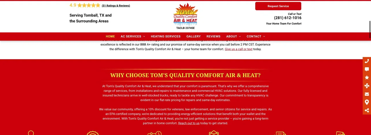 Tom's Quality Comfort Air & Heat cover
