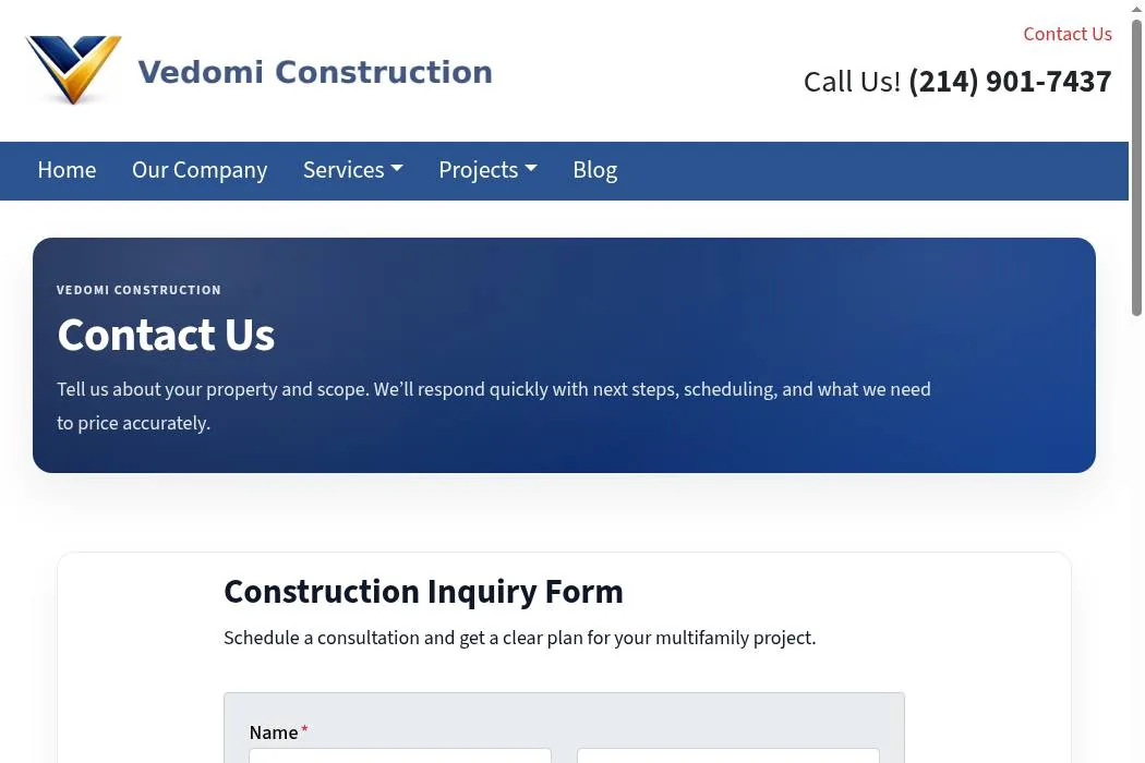 Vedomi Construction cover