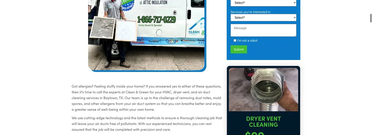 Clean & Green Air Duct Cleaning cover