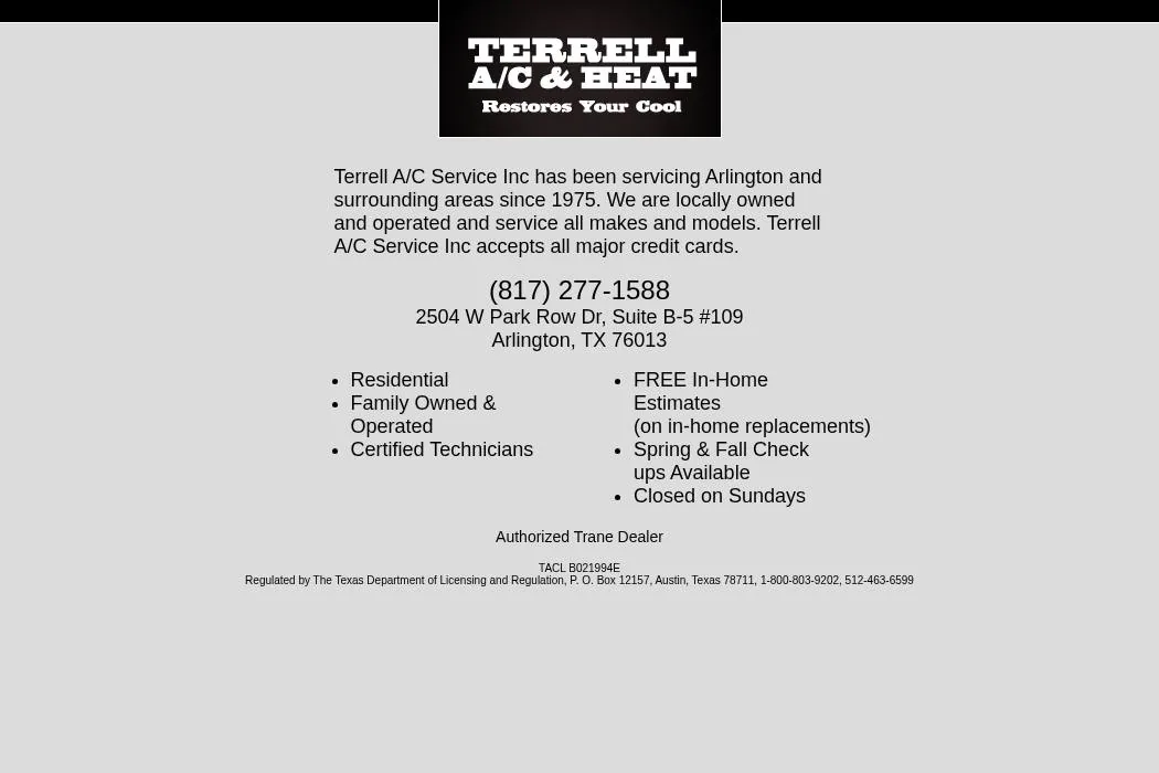 Terrell A/C Service Inc cover