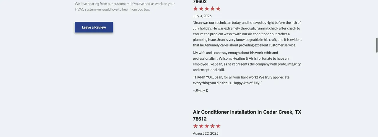 Wilson's Heating & Air cover