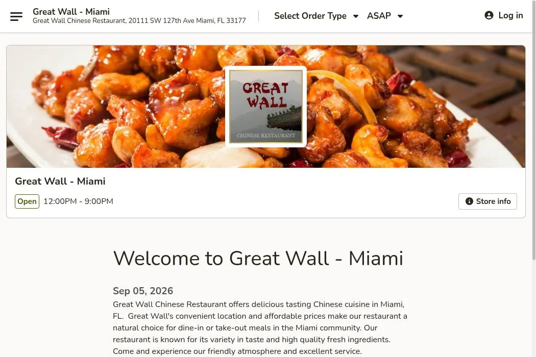 Great Wall Chinese Restaurant cover
