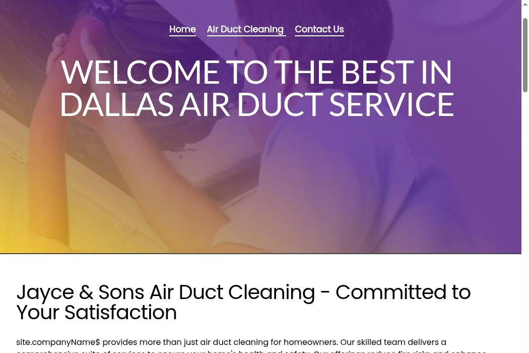 Jayce & Sons Air Duct Cleaning cover