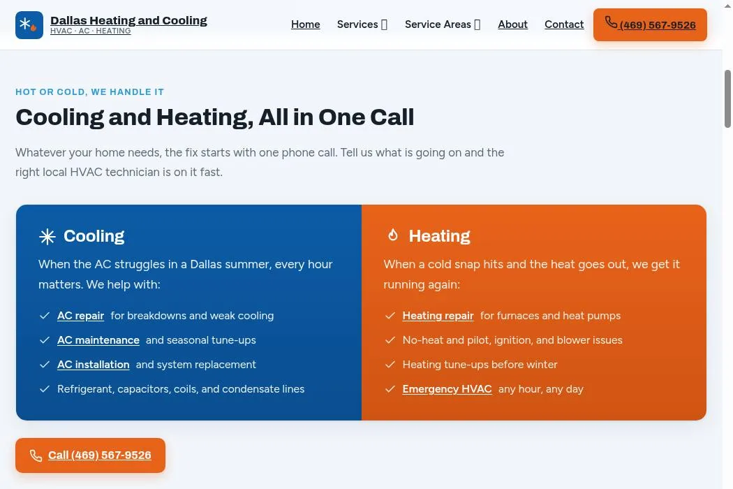 Dallas Heating and Cooling cover