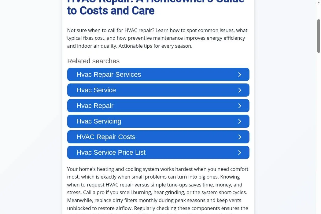 Pro Care HVAC Repair Services cover
