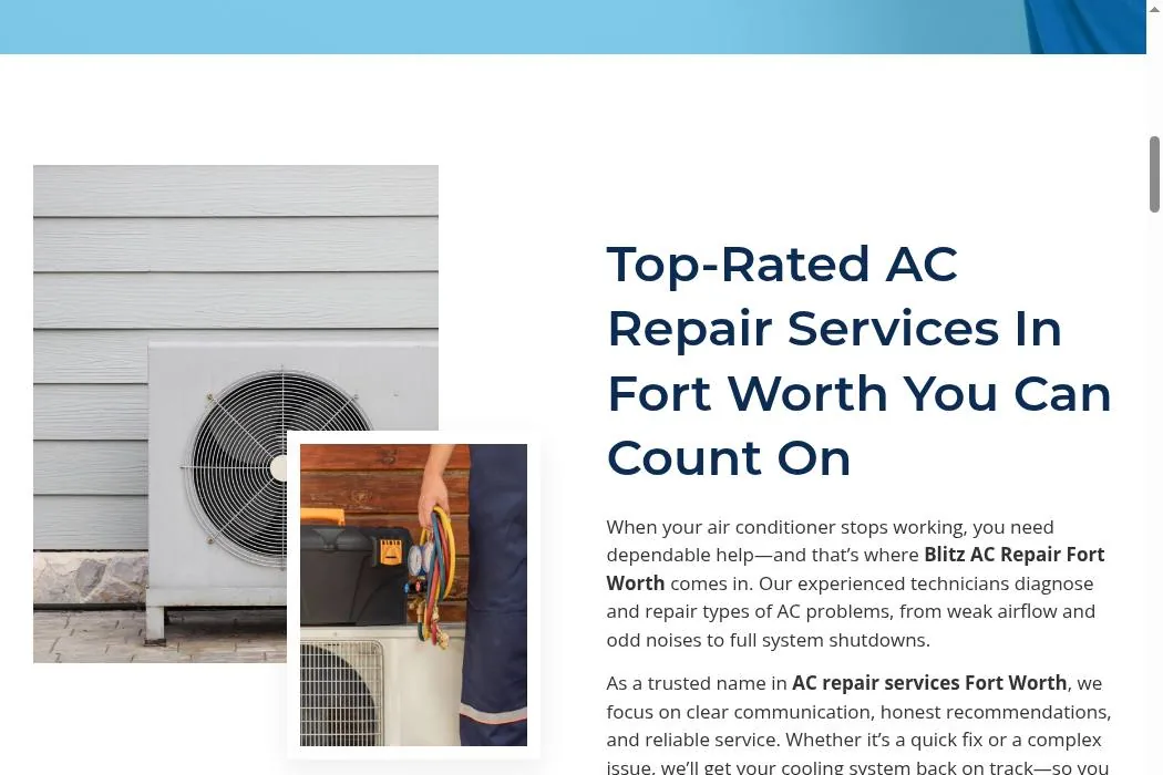 Blitz AC Repair Fort Worth cover