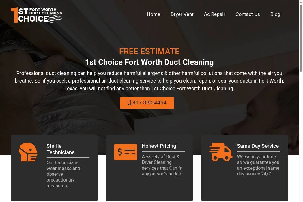 1st Choice Fort Worth Duct Cleaning cover