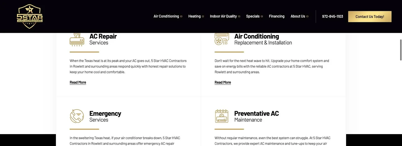 5 Star HVAC Contractors cover