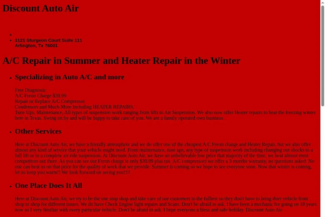 Discount Auto Air cover