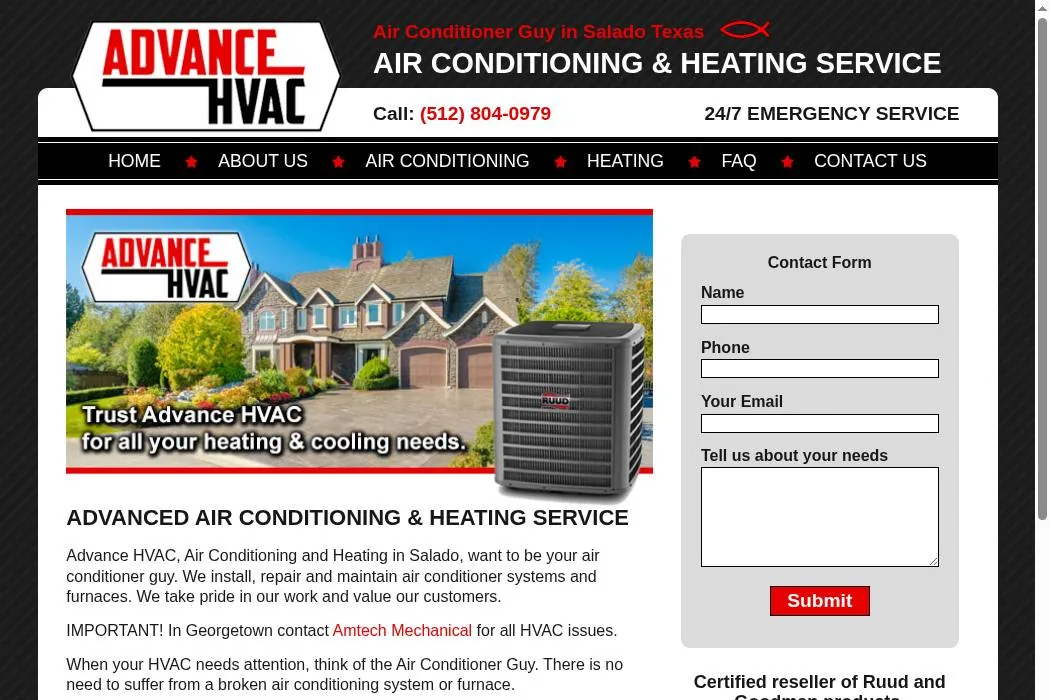 Advance HVAC, Air Conditioning and Heating Service cover