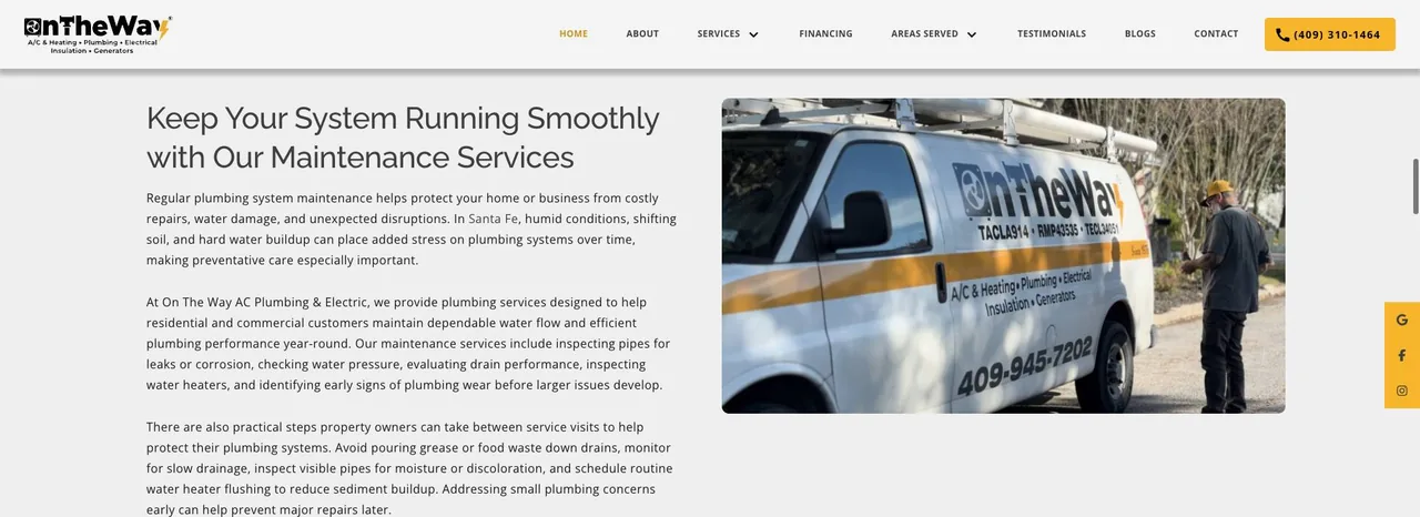 On The Way AC Plumbing & Electric cover