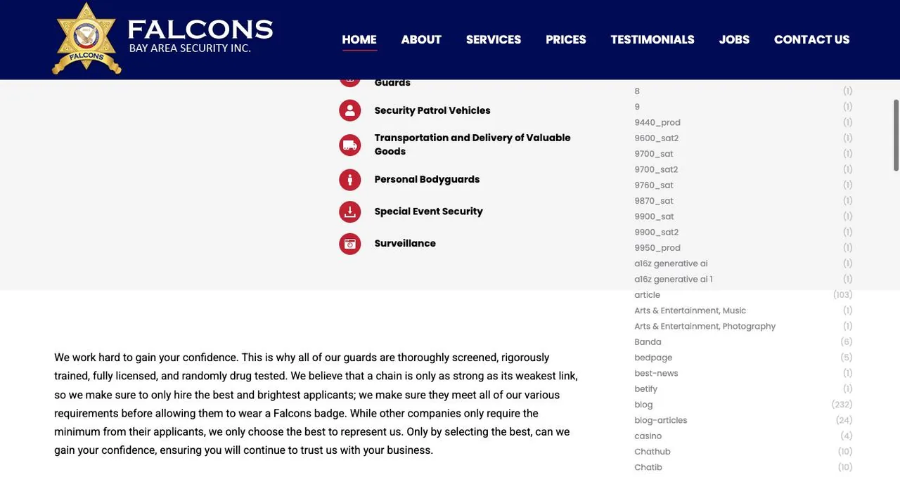 Falcons Security Guard Services cover