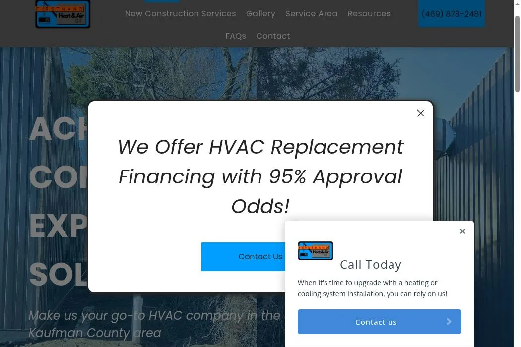 First Hand Heating and Air Conditioning cover