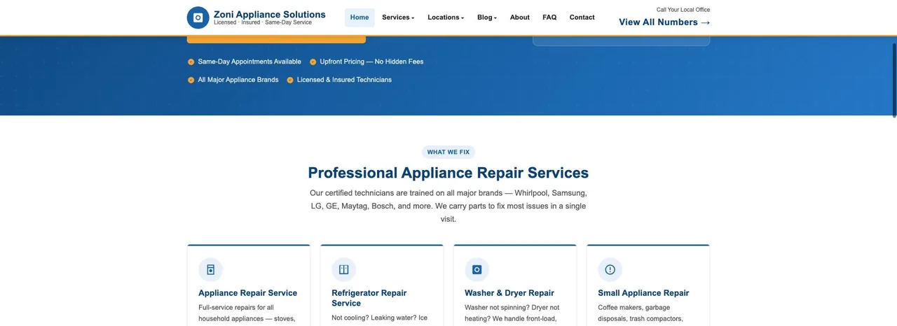 Zoni Appliance Solutions cover