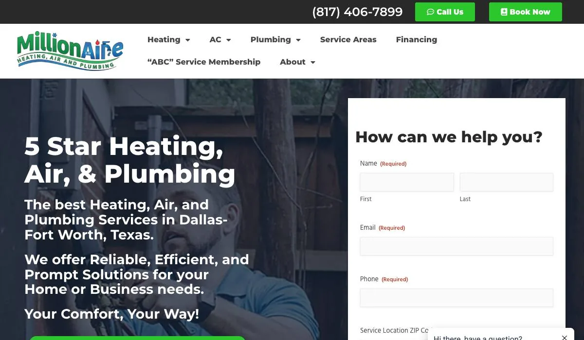 MillionAire Heating, Air & Plumbing cover