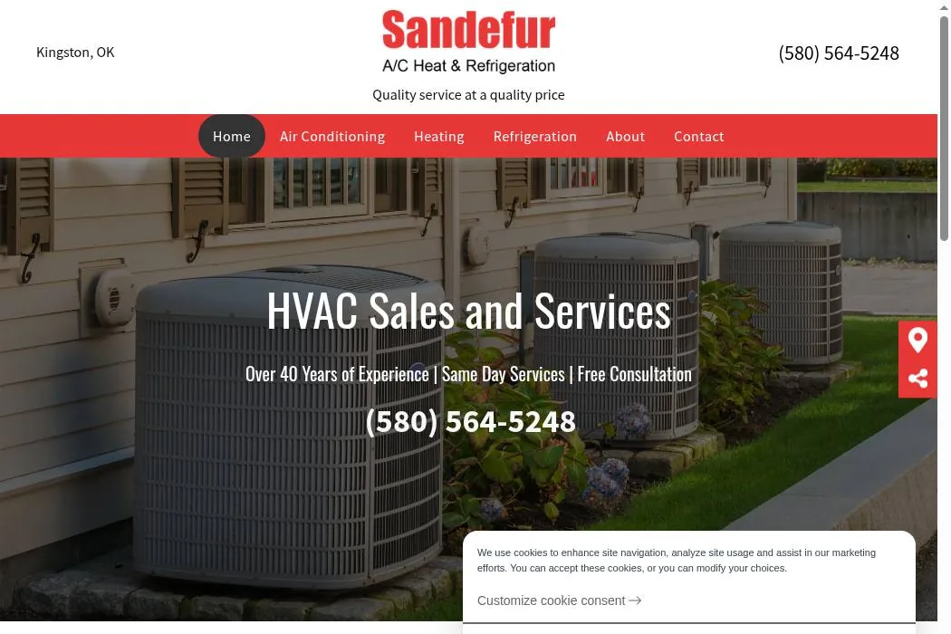 Sandefur A/C Heat & Refrigeration cover