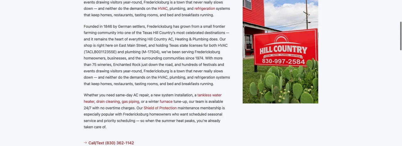 Hill Country AC, Heating & Plumbing cover