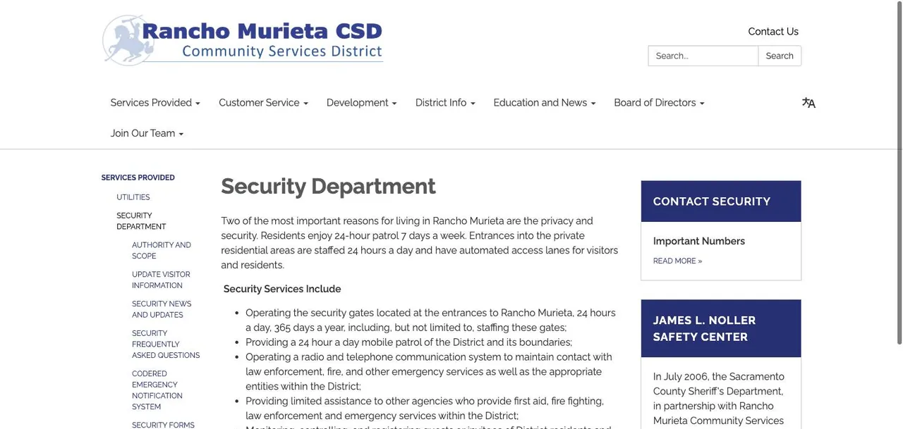 Rancho Murieta Community Services District cover