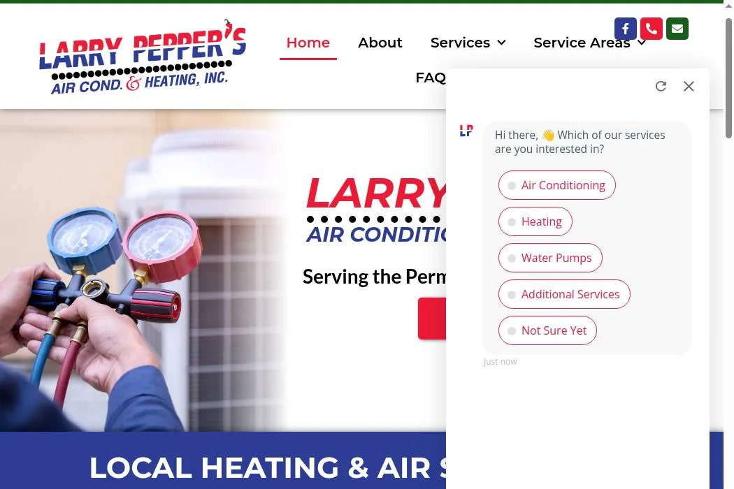 Larry Pepper's Air Conditioning & Heating Inc. cover