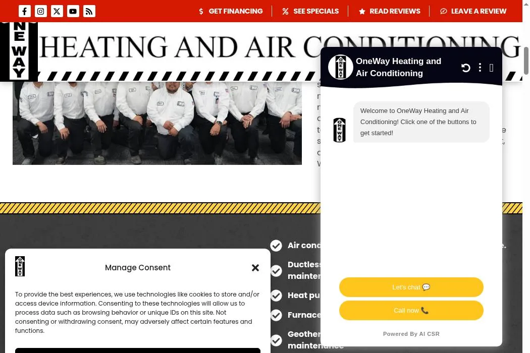 ONEWAY Heating & Air Conditioning cover