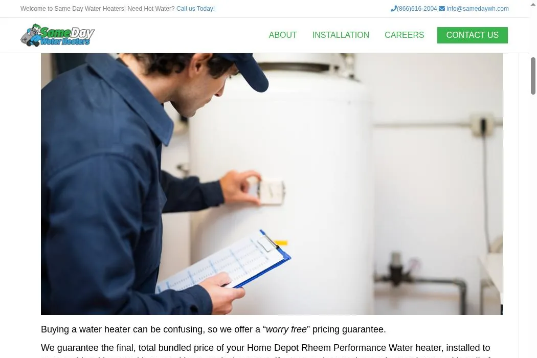 Same Day Water Heaters cover