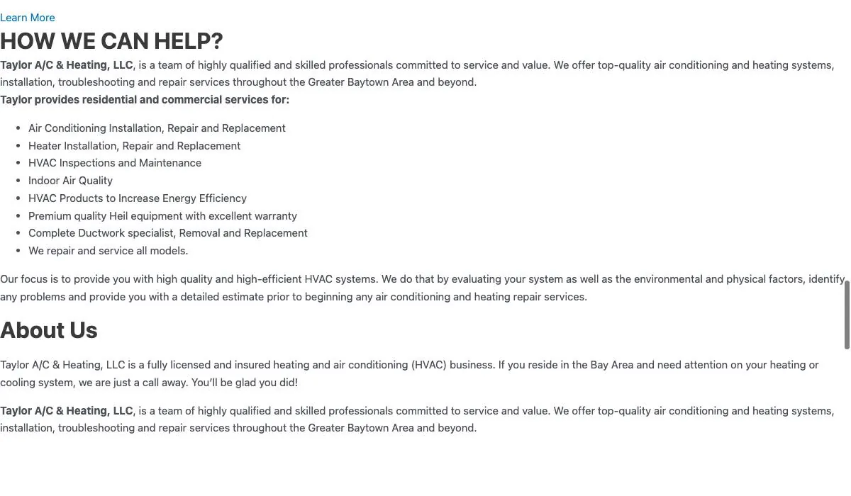 Taylor A/C & Heating, LLC cover