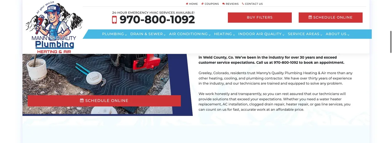 Manny's Quality Plumbing Heating & Air cover