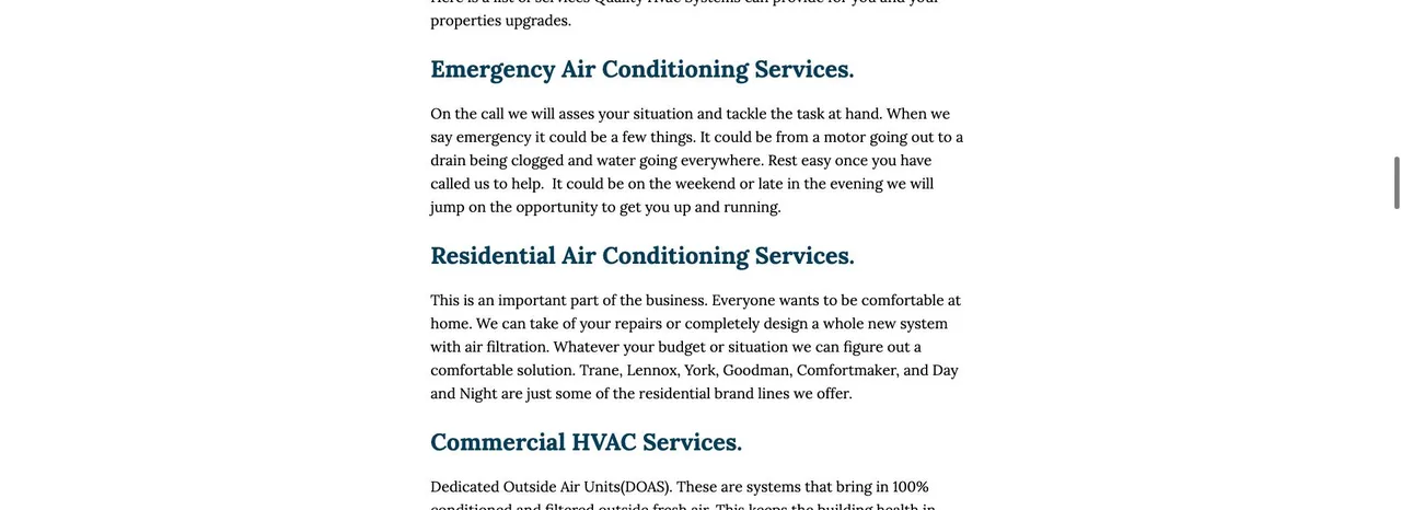 Quality HVAC Systems cover