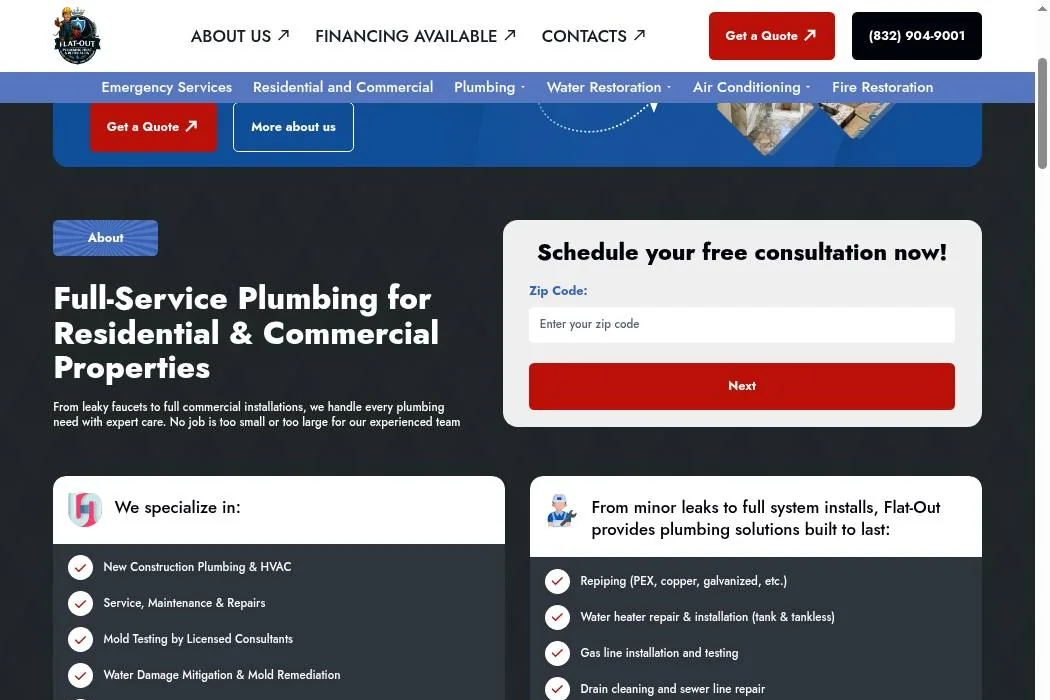 Flat-Out Plumbing, HVAC & Restoration cover