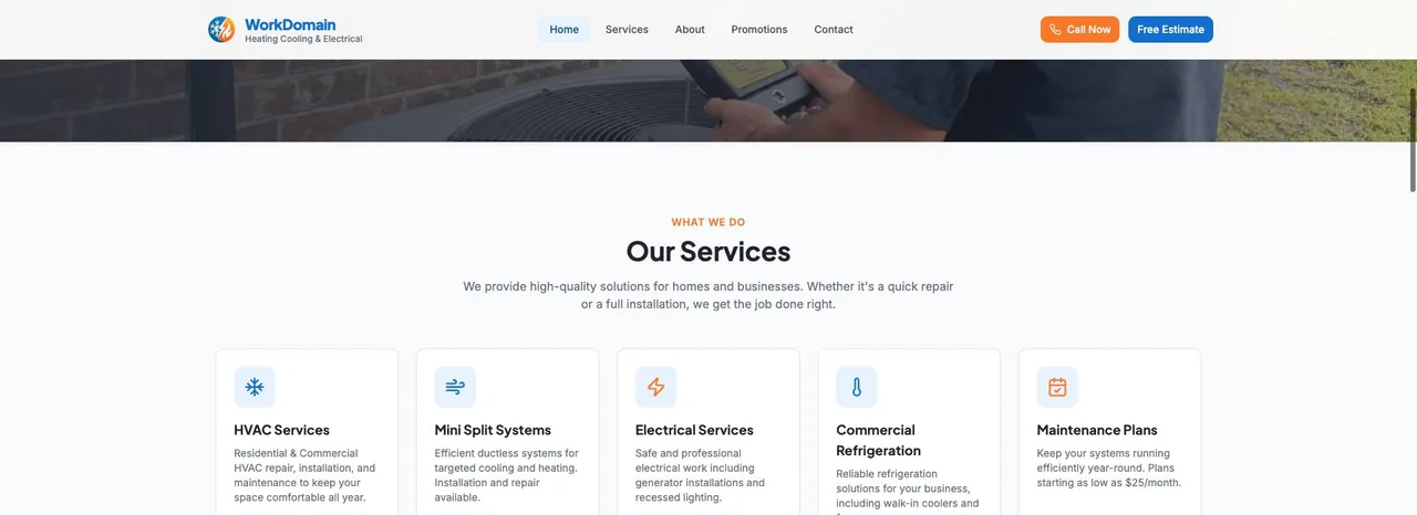 WorkDomain Heating Cooling & Electrical cover
