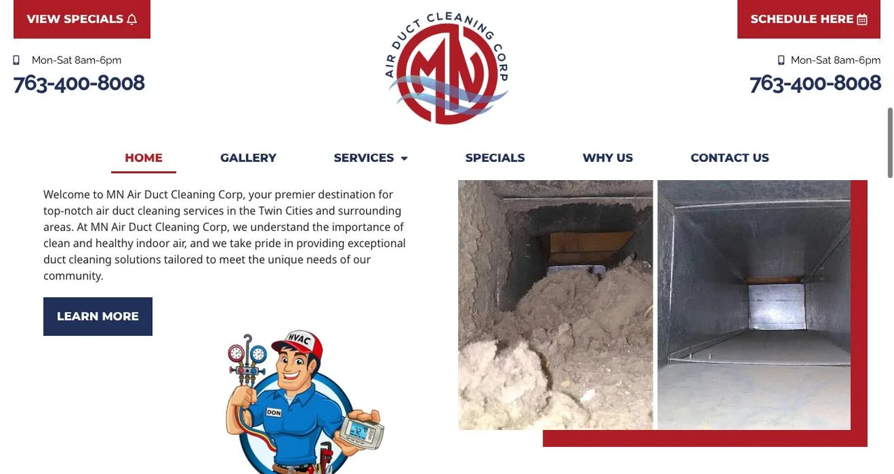 MN Air Duct Cleaning Corp cover