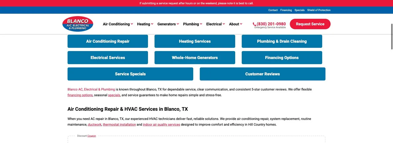 Blanco AC, Electrical & Plumbing cover