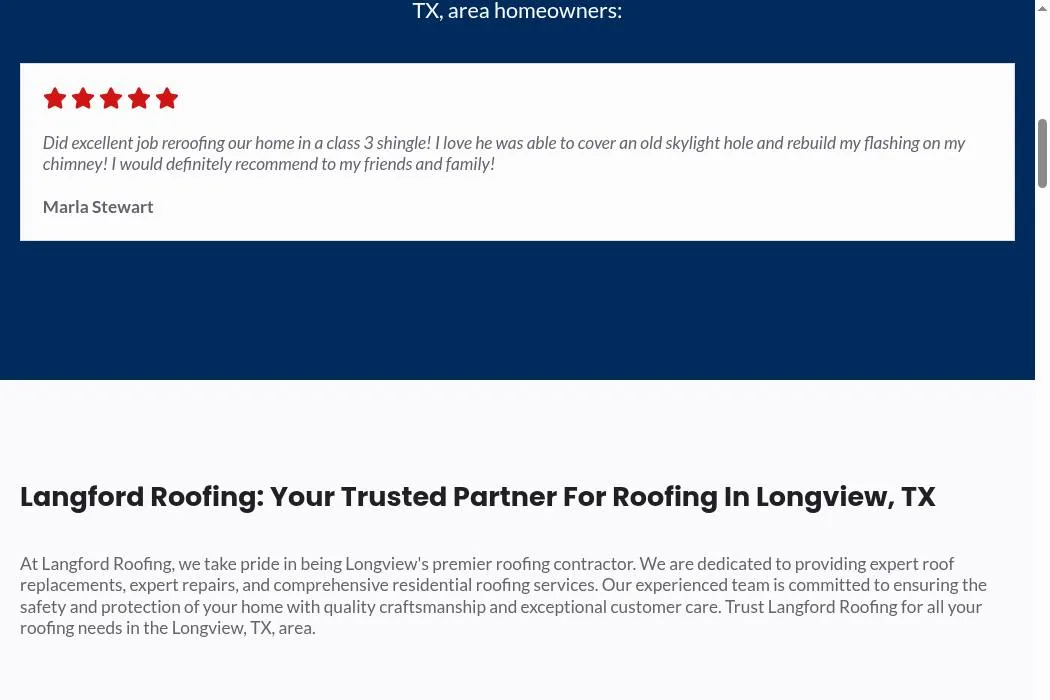 Langford Roofing cover