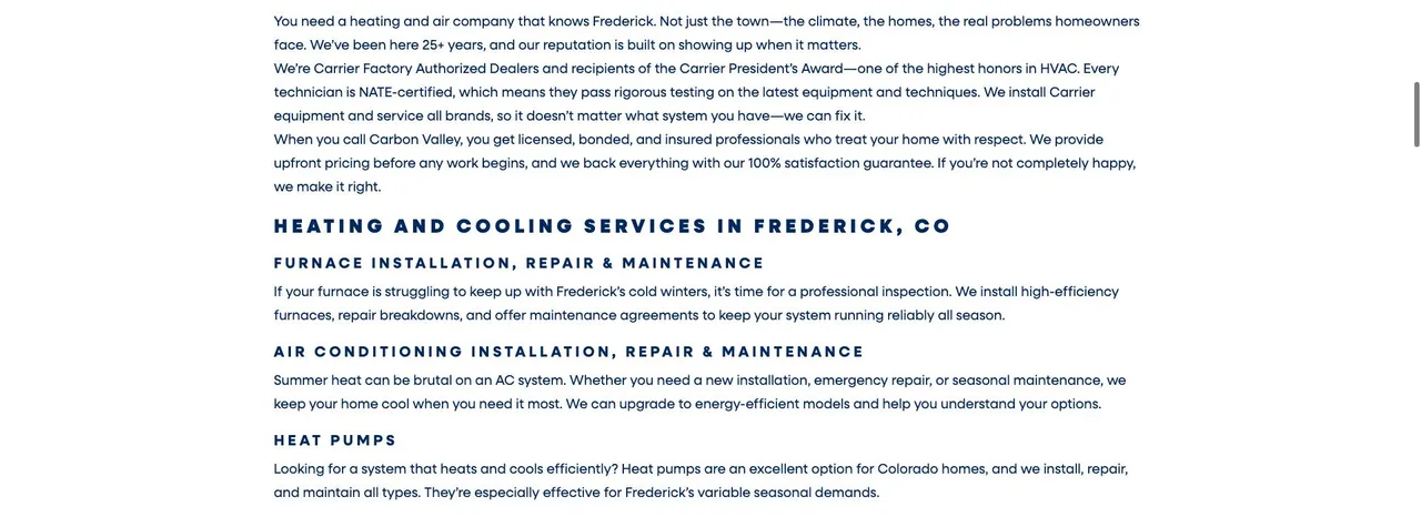 Carbon Valley Heating, Air, Plumbing & Electrical cover