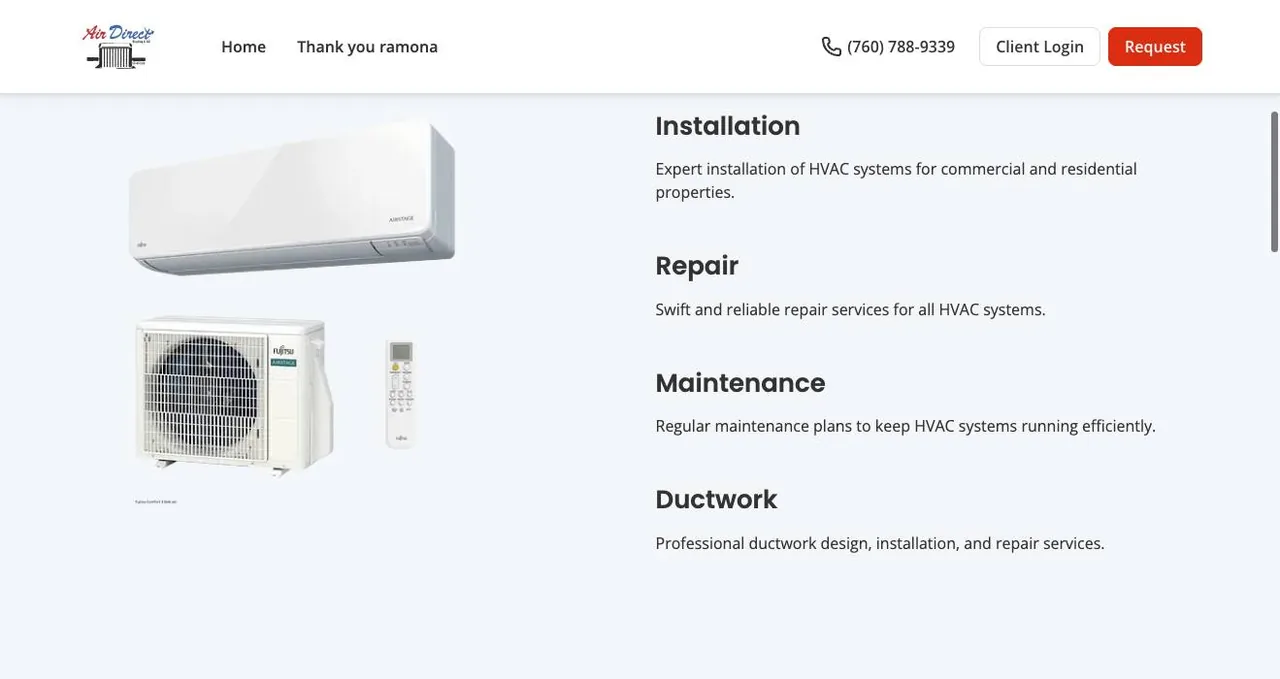 Air Direct Heating & AC cover