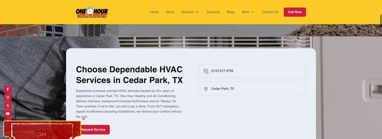 One Hour Heating and Air Conditioning cover