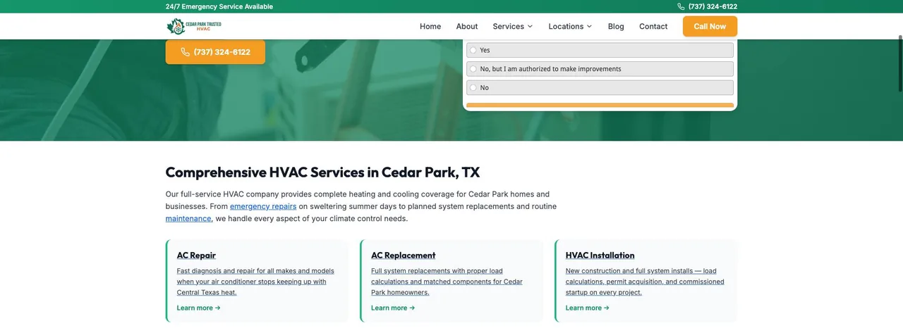Cedar Park Trusted HVAC cover