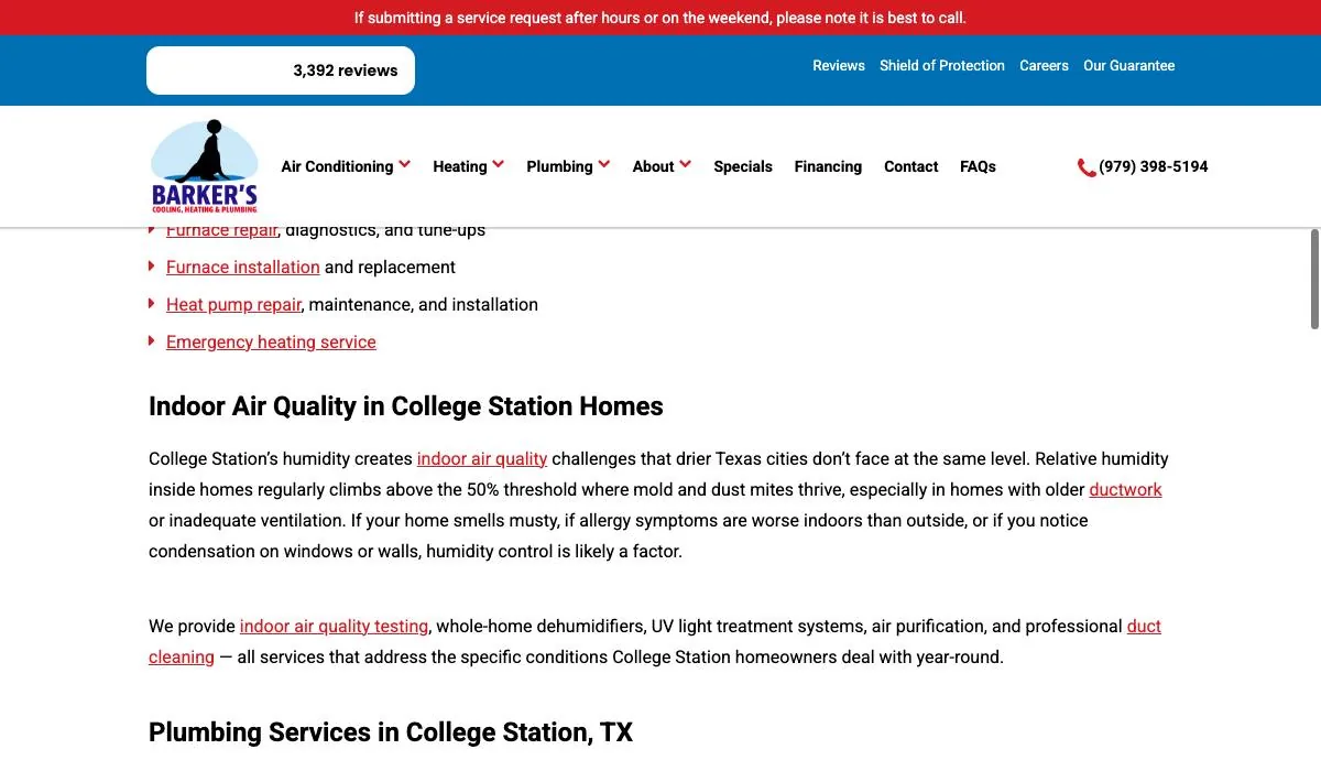 Barker's Cooling, Heating & Plumbing cover