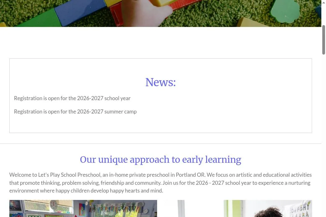 Let's Play School Preschool and Childcare cover