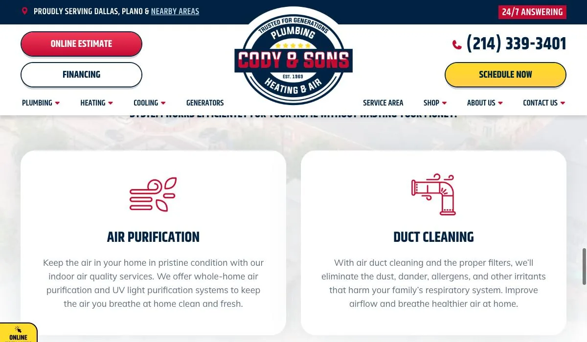 Cody & Sons Plumbing, Heating & Air cover