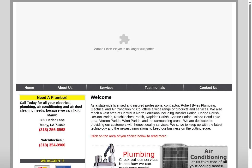 Robert Byles Plumbing, Electrical and Air Conditioning Co. cover
